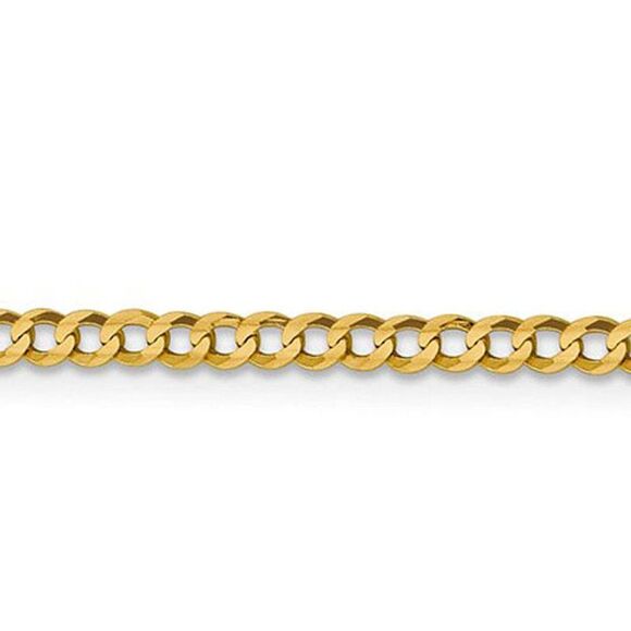 3mm 14K Yellow Gold Solid Lightweight Flat Curb Chain Necklace, 26 In. - Picture 2 of 6